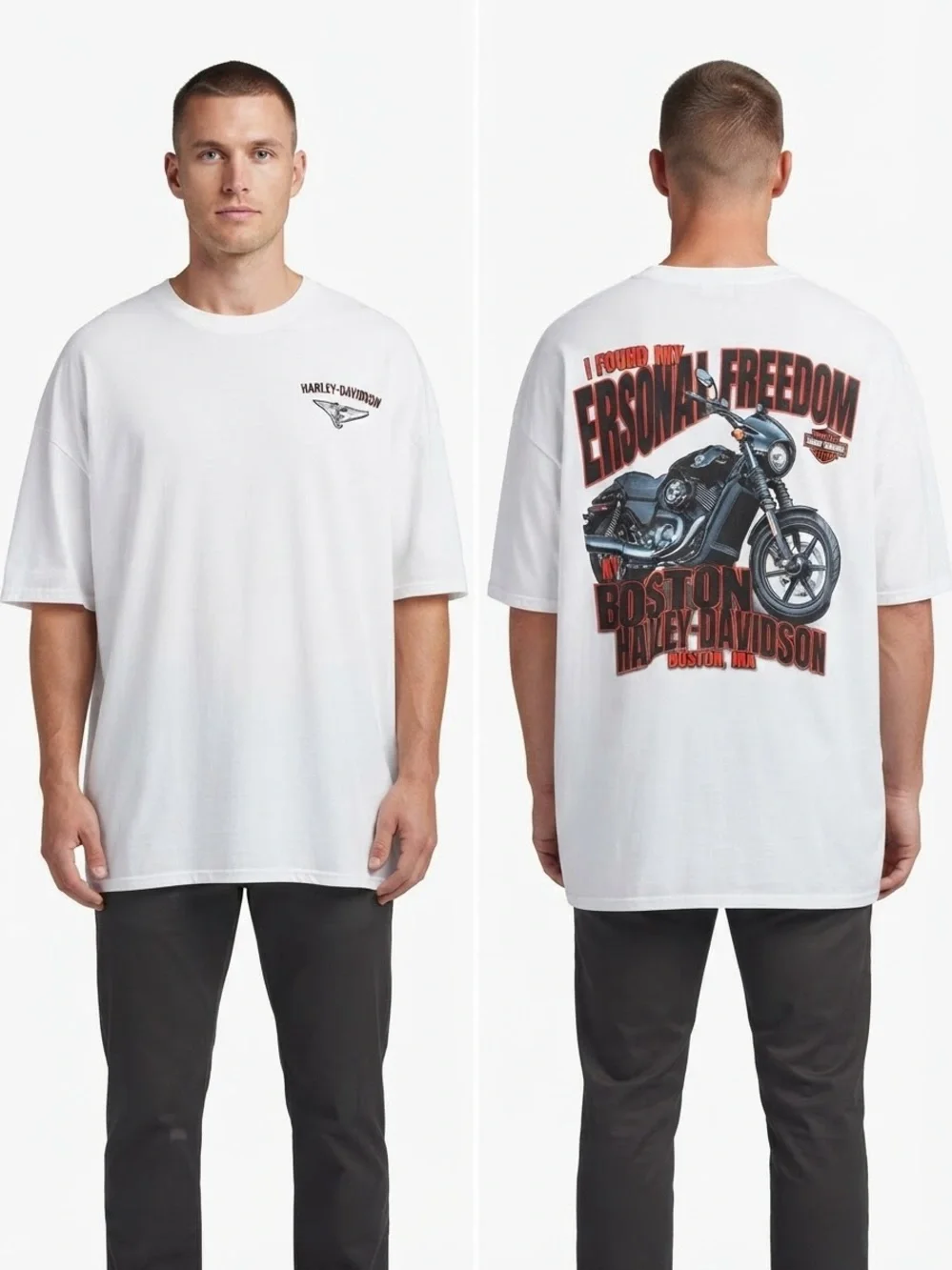 Official Harley-Davidson white graphic t-shirt, Boston Harley Davidson size 3XL.